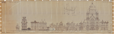 10001741 Geveltekeningen tussen het West en de Geldersesteeg, Hoorn, Roode Steen - Grote Noord 2 en 19, 1900