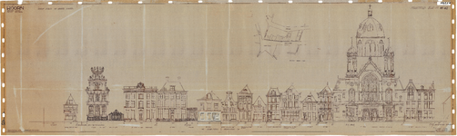 10001741 Geveltekeningen tussen het West en de Geldersesteeg, Hoorn, Roode Steen - Grote Noord 2 en 19, 1900