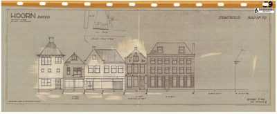 10001809 Breed 1-11 met straat Dubbele Buurt en eerste deel Breed 13, op tekening vermeld: getekend 1944, Hoorn, Breed ...