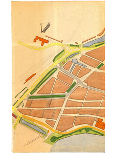 10001906b Schets: regeling bebouwde kom saneringsplan (plan Kom), gekleurde versie van 19-4-1963, deel b, Hoorn, 1962