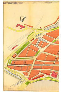 10001908b Schets: regeling bebouwde kom saneringsplan (plan Kom), gekleurde versie van 16-12-1963, deel b, Hoorn, 1962